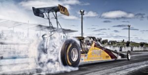 Picture of fuel dragster launching