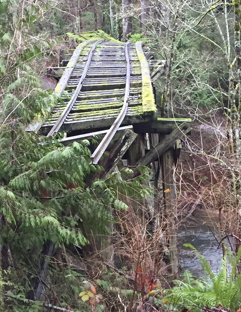 Picture of decaying railroad bridge