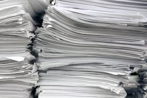 Stack of papers on a desk